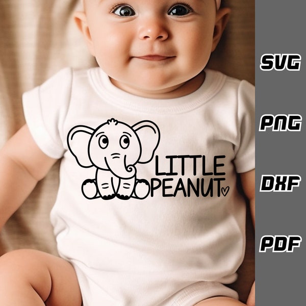 Little peanut SVG - png - dxf - pdf - Cricut Cut File - Baby elephant svg - Digital Download - SVG Files - Newborn svg - cute baby svg