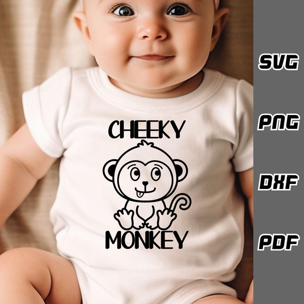 Cheeky monkey SVG - png - dxf - pdf - Cricut Cut File - Baby monkey svg - Digital Download - SVG Files - Newborn svg - cute baby svg