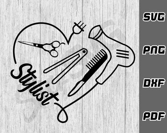 Kapper SVG - png - dxf - pdf - Cricut Cut-bestand - schaar svg - kapper hart svg - liefde svg - tshirt svg - digitale download