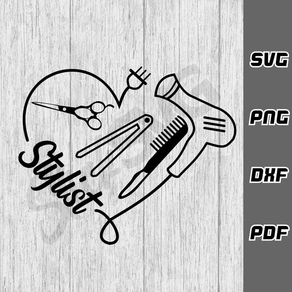 Hair stylist SVG - png - dxf - pdf - Cricut Cut File - Scissors svg - Hair dresser heart svg - Love svg - Tshirt svg - Digital Download