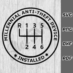 Antidiefstalapparaat millennial geïnstalleerd SVG - png - dxf - pdf - Cricut Cut-bestand - SVG-bestanden - jdm-svg - digitale downloads - handmatig schakelen svg
