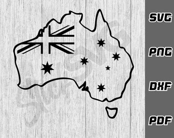 Australia with Flag SVG - png - dxf - pdf - Cricut Cut File - Australia Flag svg - Aussie svg - Australia svg - SVG Files - Digital Download