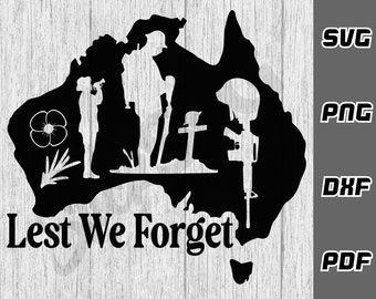 No olvidemos SVG - Día de Anzac SVG - Recuerdo SVG - png - dxf - pdf - Archivo de corte Cricut - Soldado SVG - Archivos SVG - Descargas digitales