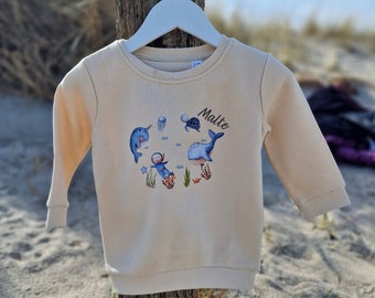 Pullover sweatshirt sweater personalized children's sweater baby sweater sweater whale underwater