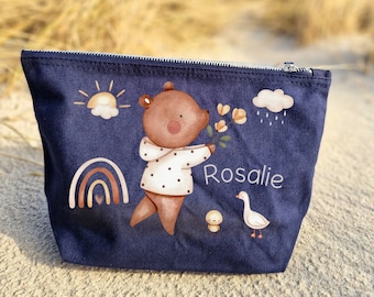 Diaper bag personalized with name toiletry bag wash bag bear rainbow goose