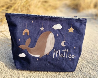 Sac à couches personnalisé avec nom trousse de toilette trousse de toilette baleine bohème sous-marine maritime