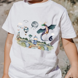 T-Shirt Geburtstagsshirt personalisiert Ritter Burg Schloss Drache Mittelalter Junge Kindergeburtstag 2 3 4 5 6 Jahre