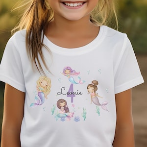 Mermaid Birthday Shirt – Personalized T-Shirt with Name & Number – Mermaid Motif for Girls – Underwater Birthday from 2 Years