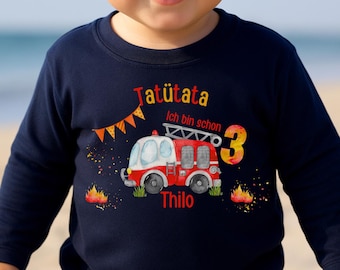 Feuerwehr Geburtstagsshirt Junge – personalisiert mit Name & Zahl – Shirt Kinder – „Tatütata, ich bin schon …"