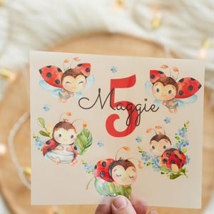 Toppa termoadesiva Coccinella con nome e numero 3 – personalizzata – maglietta compleanno bambina – toppa termoadesiva A5/A4 per compleanno bambini – trasferimento su tessuto