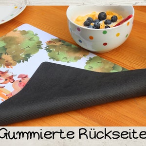 Tischset Platzset Platzdeckchen mit Name Kinder Junge Mädchen Textil Waldtiere Fuchs Bär Bild 2