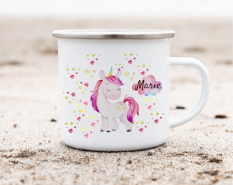 Enamel cup enamel cup personalized with name unicorn glitter stars