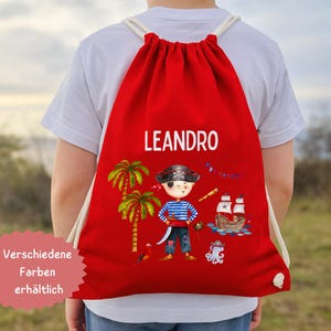 Sac de sport pirate avec nom – sac de sport enfant personnalisé – sac de garderie boucanier bateau pirate cadeau inscription école