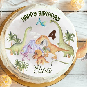 Cake Topper Fondant Birthday Child Sugar Image Girl Boy Dino Dinosaur Dinosaur Birthday Tyrannosaurus Dino