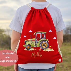 Turnbeutel Traktor mit Name – personalisiert – Kita Tasche ab 2 Jahre – Wechselwäschebeutel Kindergarten – Geschenk zum Kindergartenstart
