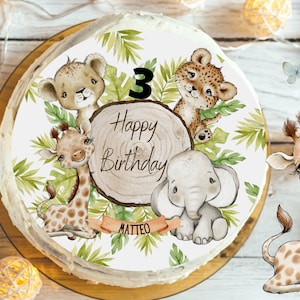 Cake Topper Fondant Birthday Child Sugar Image Girl Boy Lion Elephant Jungle