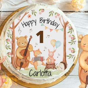 Tortenaufleger Fondant Geburtstag Kind Zuckerbild Mädchen Junge Waldtiere Waldtiergeburtstag Fuchs Musiker Musik Musikinstrumente