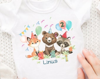 Ironing image personalized with desired name and age Fox birthday shirt Forest animals Forest animal birthday