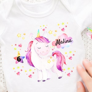 Ironing image personalized with desired name and age birthday shirt unicorn stars glitter dust
