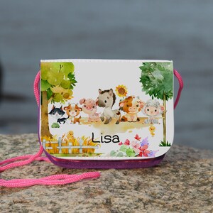 Bolsa de peito para crianças com nome carteira carteira animais de fazenda