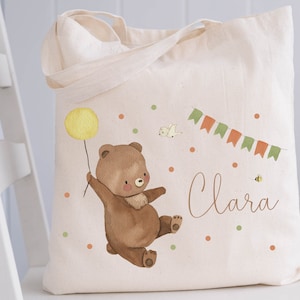 Sac de sport, sac de sport, sac en jute, sac en jute avec nom, sac à langer, animaux de la forêt personnalisés, ours, écureuil, lapin