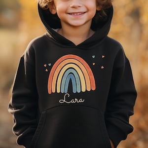Hoodie personalized with name children&#39;s sweater hoodie rainbow