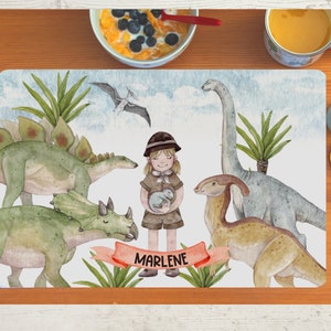Set de table avec nom enfant garçon fille textile dinosaure dinosaure T-Rex