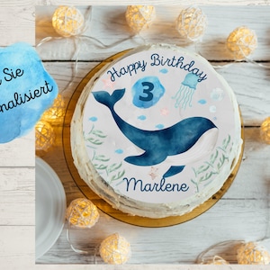 Cake Topper Fondant Birthday Child Sugar Image Girl Boy Whale Orca Underwater