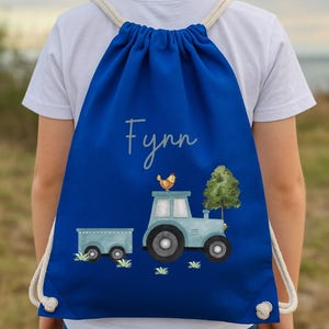 Sac de sport tracteur avec nom – personnalisé pour garçon – sac de garderie pour changer de vêtements – cadeau pour la rentrée en maternelle – coton