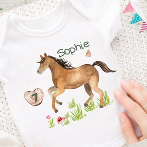 Iron-on picture personalized with desired name and age horse pony