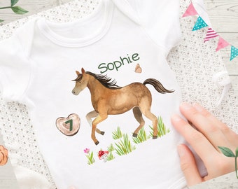 Iron-on picture personalized with desired name and age horse pony