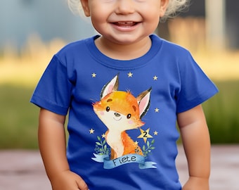 T-Shirt Geburtstagsshirt personalisiert  Geburtstagskind Junge Mädchen Fuchs Waldtiere