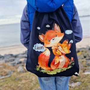 Sac de sport sac de sport avec nom personnalisé renard maman et bébé