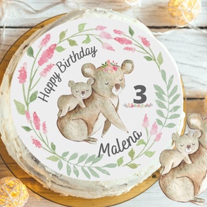 Cake Topper Fondant Birthday Child Sugar Image Girl Boy Koala Baby Mom