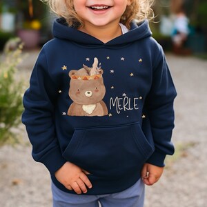 Hoodie personalized children&#39;s sweater hoodie forest animals bear boho