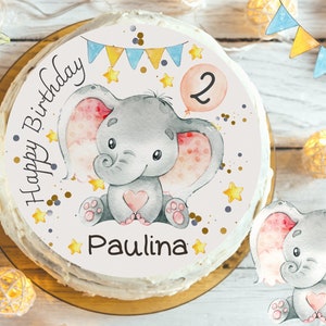 Cake Topper Fondant Birthday Child Sugar Image Girl Boy Elephant