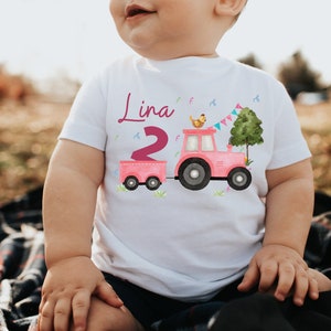 T-Shirt Birthday Shirt Personalized Birthday Child Boy Girl Tractor Farm Farm Animals
