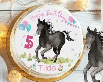 Cake topper fondant birthday child sugar picture girl boy horse pony