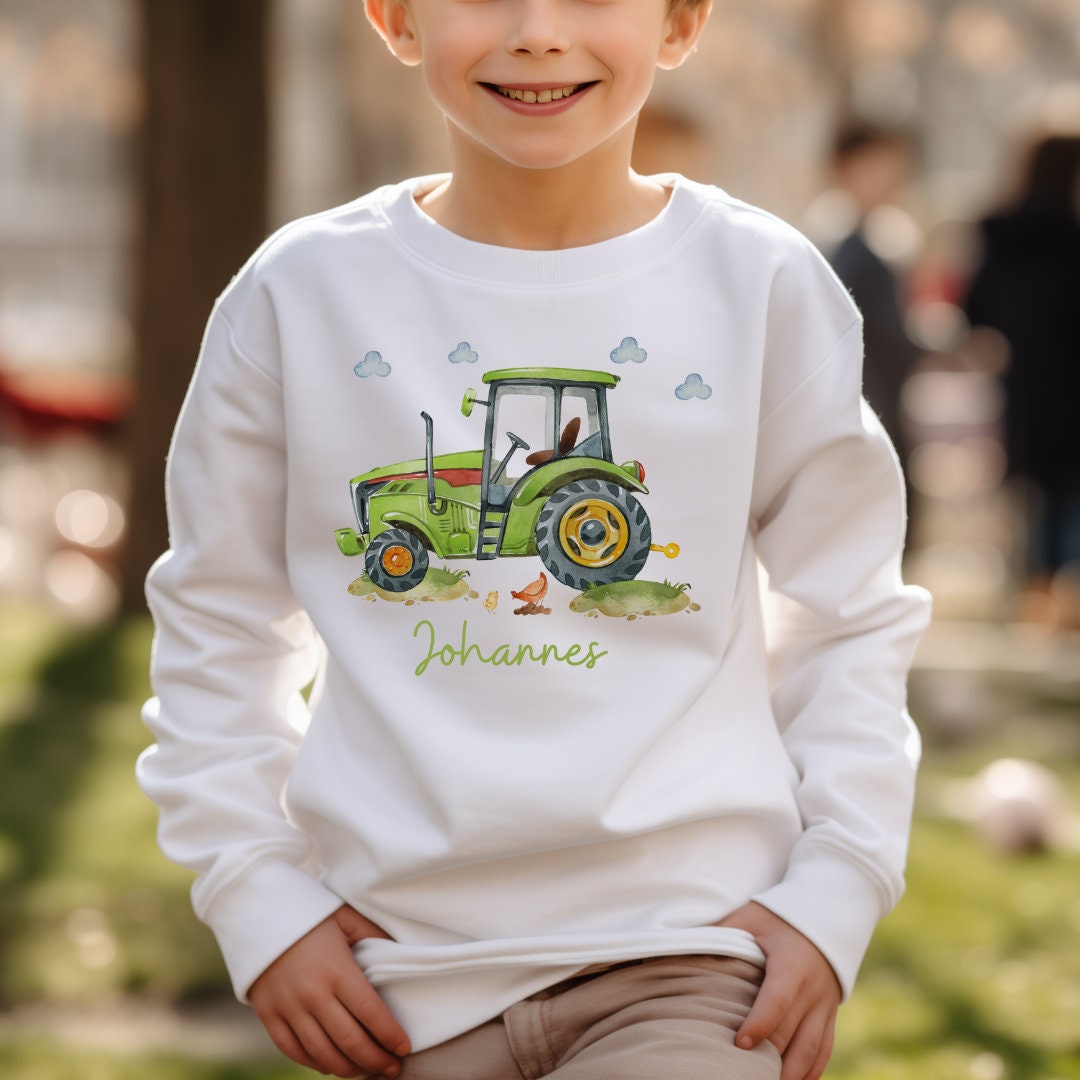 CM-Kid Sweatshirts Boys Long Sleeve Pullover Cotton Children's Shirts Warm Winter Tops Size 92-122, 2# Tractor Yellow, 104