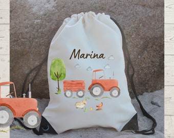 Sport bag Gym bag with name personalized Tractor Tractor Tractor Farm Farm Animals