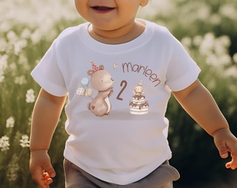 T-shirt compleanno camicia personalizzata compleanno bambino ragazzo ragazza orso animali della foresta palloncino festa