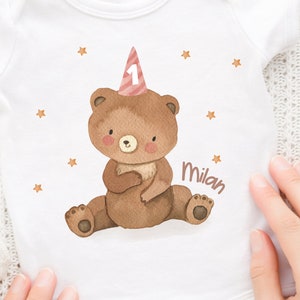 Immagine da stirare personalizzata con il nome e l'età desiderati Jungle Jungle Animals Lion Bear Teddy Birthday Bear Wild One