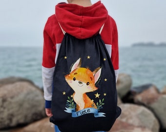 Bolsa de deporte bolsa de gimnasio con nombre personalizado animales del bosque zorro