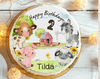 Tortenaufleger Fondant Geburtstag Kind Zuckerbild Mädchen Junge Traktor Trecker Bauernhof Bauernhoftiere Pferd Kuh Schwein