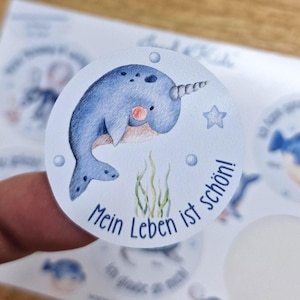 Affirmations-Sticker Kinder – wasserfest & spülmaschinenfest – für Brotdose, Flasche, Schulstart – Wal, Krake, Meerestiere, Einschulung