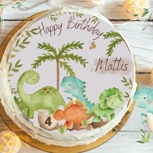 Cake Topper Fondant Birthday Child Sugar Image Girl Boy Dino Dinosaur Dinosaur Birthday