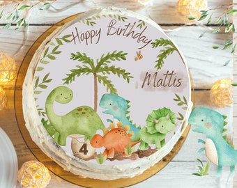 Cake topper fondant anniversaire enfant sucre photo fille garçon dino dinosaure dinosaure anniversaire