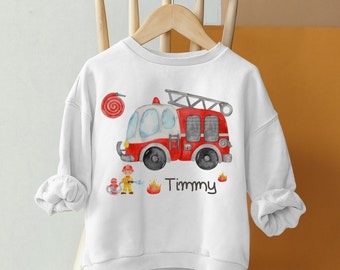 Pullover Sweatshirt Sweater personalisiert Kinderpullover Babypullover Pulli Feuerwehr Feuerwehrauto Rettungsfahrzeuge