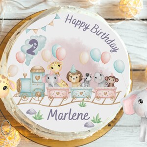 Cake topper fondente compleanno bambino zucchero foto ragazza ragazzo leone elefante safari nella giungla safari animali treno ferrovia