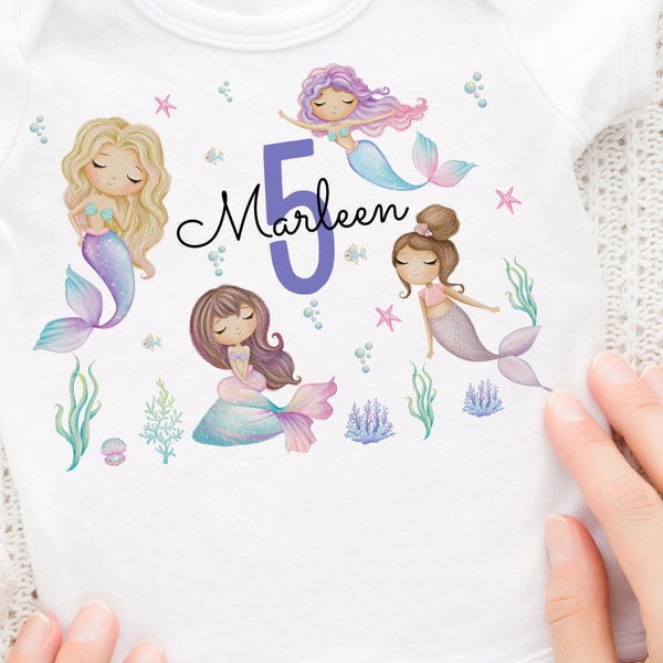 T-shirt birthday shirt personalized birthday child boy girl mermaid sea underwater mermaid